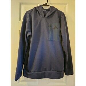 Navy Blue Adidas Mens Small Hoodie Sweatshirt Pullover with Zip Pocket